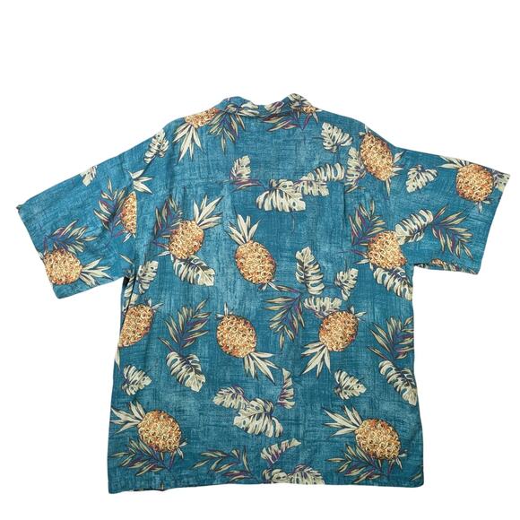 Island Shores Mens XXL Green Hawaiian Shirt Washable Silk Button Up Short Sleeve - Picture 2 of 7